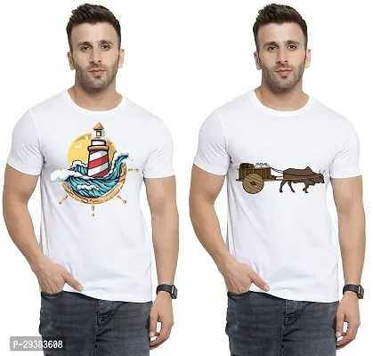 Reliable White Polycotton Printed T-Shirt For Men Pack Of 2-thumb0