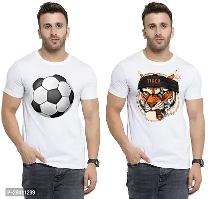 Comfortable White Polycotton Tees For Men Pack Of 2