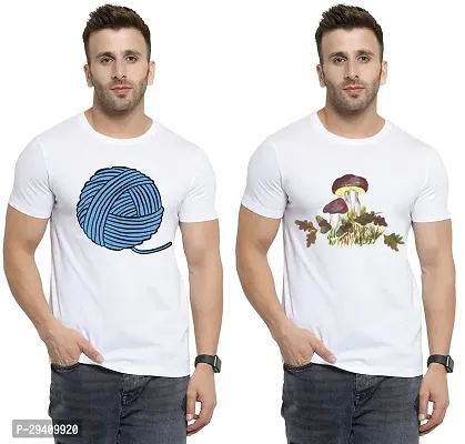 Comfortable White Polycotton Tees For Men Pack Of 2