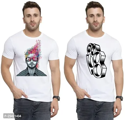 Stylish White Polycotton T-Shirt For Men Pack Of 2