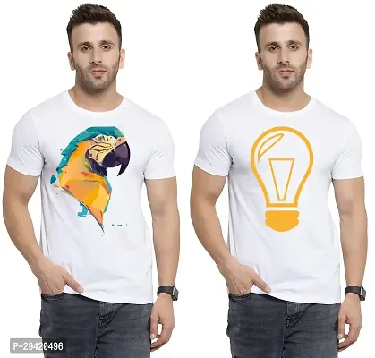 Stylish White Polycotton T-Shirt For Men Pack Of 2