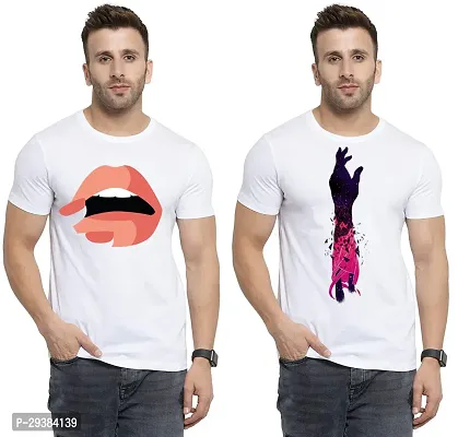 Reliable White Polycotton Printed T-Shirt For Men Pack Of 2-thumb0