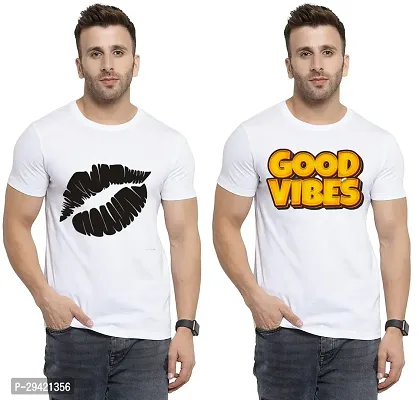 Stylish White Polycotton T-Shirt For Men Pack Of 2-thumb0