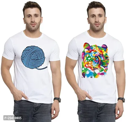 Comfortable White Polycotton Tees For Men Pack Of 2