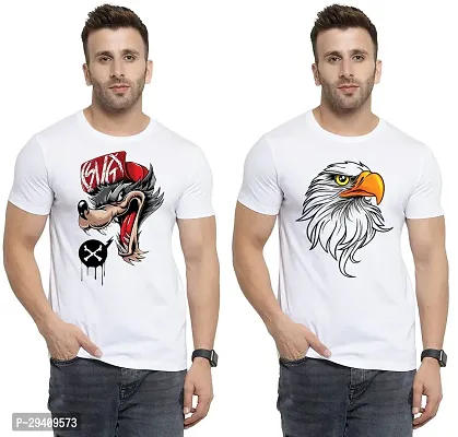 Comfortable White Polycotton Tees For Men Pack Of 2