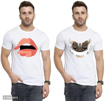 Comfortable White Polycotton Tees For Men Pack Of 2