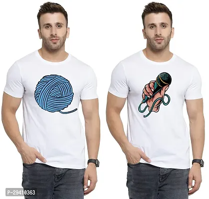 Comfortable White Polycotton Tees For Men Pack Of 2