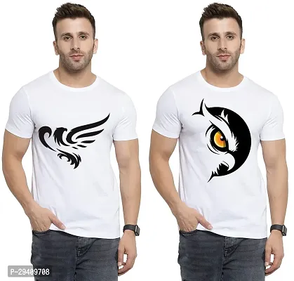 Comfortable White Polycotton Tees For Men Pack Of 2