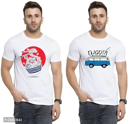 Reliable White Polycotton Printed T-Shirt For Men Pack Of 2-thumb0