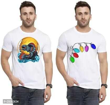 Reliable White Polycotton Printed T-Shirt For Men Pack Of 2-thumb0