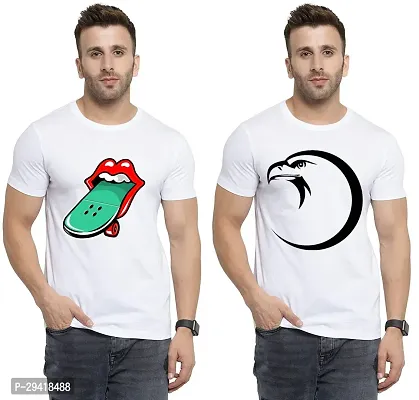 Comfortable White Polycotton Tees For Men Pack Of 2