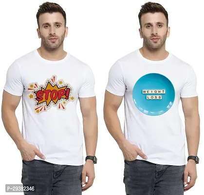 Reliable White Polycotton Printed T-Shirt For Men Pack Of 2-thumb0