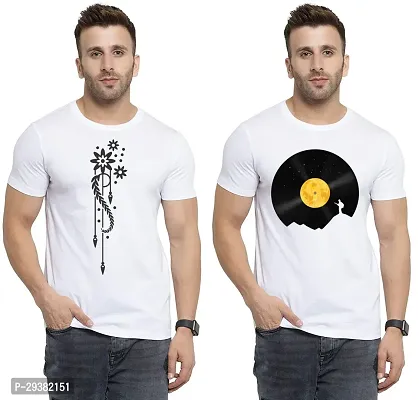 Reliable White Polycotton Printed T-Shirt For Men Pack Of 2