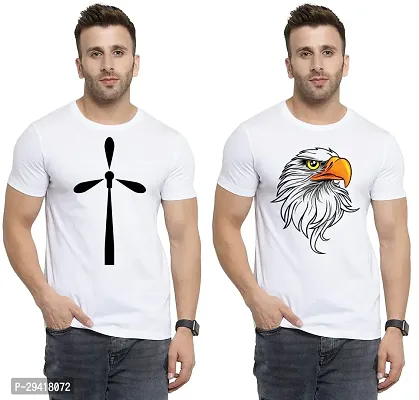 Comfortable White Polycotton Tees For Men Pack Of 2