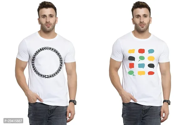 Comfortable White Polycotton Tees For Men Pack Of 2