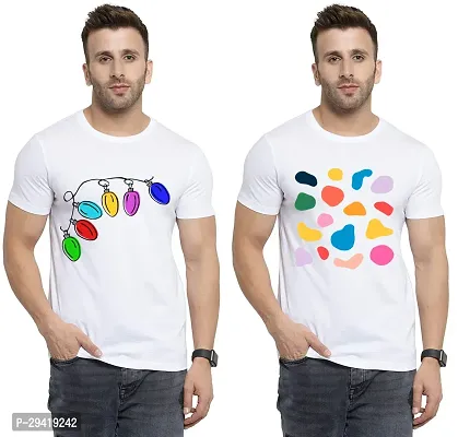 Stylish White Polycotton T-Shirt For Men Pack Of 2