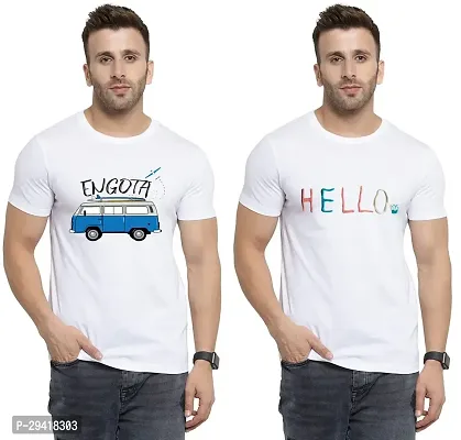 Stylish White Polycotton T-Shirt For Men Pack Of 2