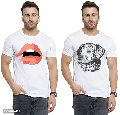 Comfortable White Polycotton Tees For Men Pack Of 2