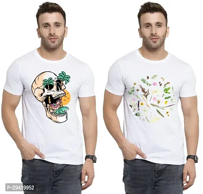 Stylish White Polycotton T-Shirt For Men Pack Of 2