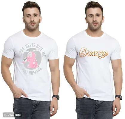 Stylish White Polycotton T-Shirt For Men Pack Of 2