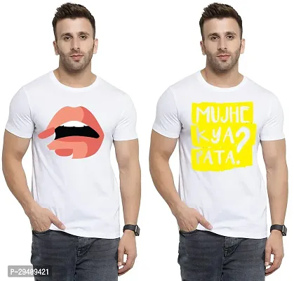 Comfortable White Polycotton Tees For Men Pack Of 2