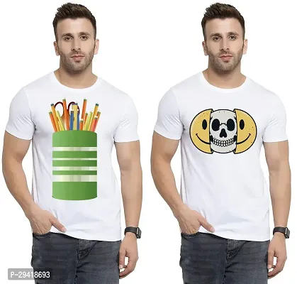 Stylish White Polycotton T-Shirt For Men Pack Of 2