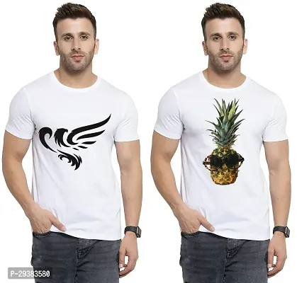 Reliable White Polycotton Printed T-Shirt For Men Pack Of 2-thumb0