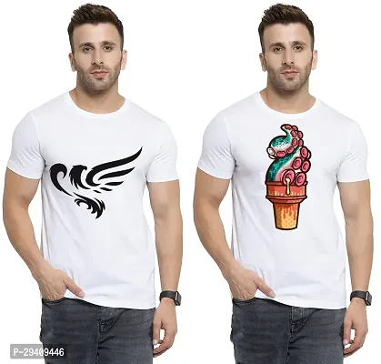 Comfortable White Polycotton Tees For Men Pack Of 2