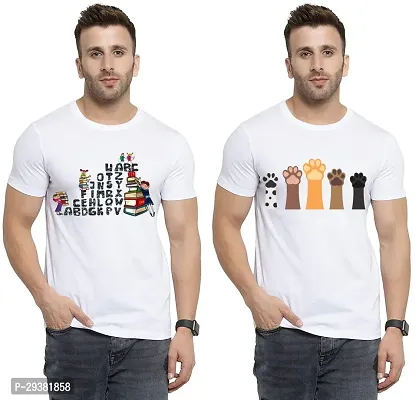 Reliable White Polycotton Printed T-Shirt For Men Pack Of 2-thumb0