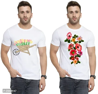 Stylish White Polycotton T-Shirt For Men Pack Of 2-thumb0