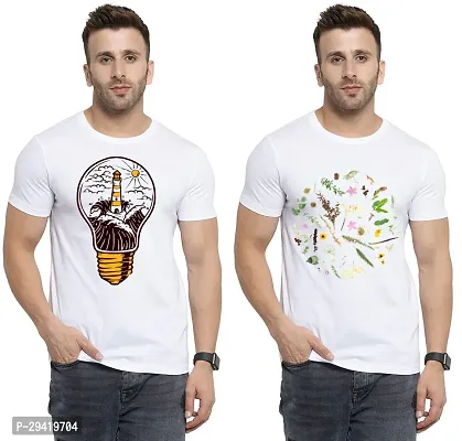 Stylish White Polycotton T-Shirt For Men Pack Of 2-thumb0