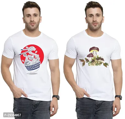 Reliable White Polycotton Printed T-Shirt For Men Pack Of 2-thumb0