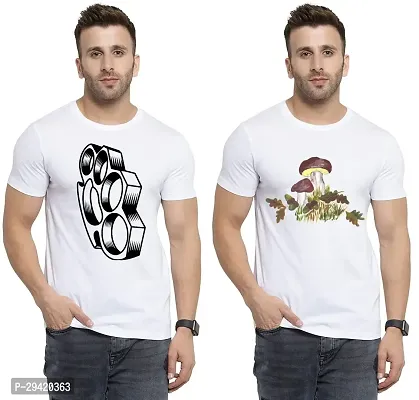 Stylish White Polycotton T-Shirt For Men Pack Of 2-thumb0