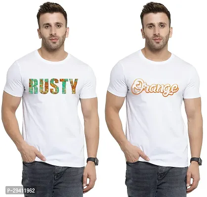 Comfortable White Polycotton Tees For Men Pack Of 2