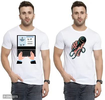 Stylish White Polycotton T-Shirt For Men Pack Of 2