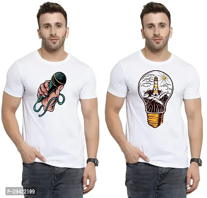 Stylish White Polycotton T-Shirt For Men Pack Of 2