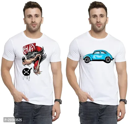 Reliable White Polycotton Printed T-Shirt For Men Pack Of 2-thumb0