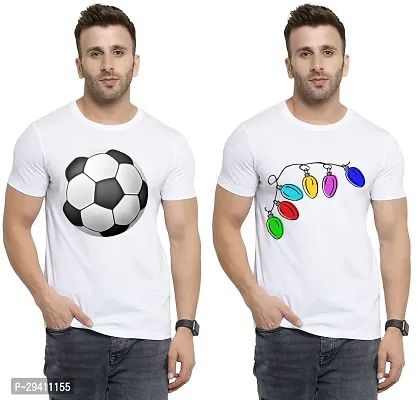 Comfortable White Polycotton Tees For Men Pack Of 2