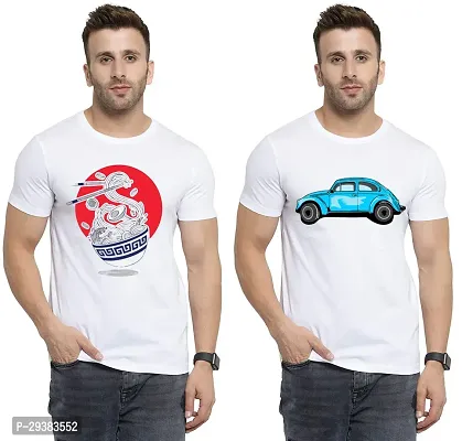 Reliable White Polycotton Printed T-Shirt For Men Pack Of 2-thumb0