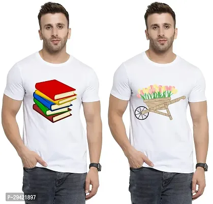 Stylish White Polycotton T-Shirt For Men Pack Of 2