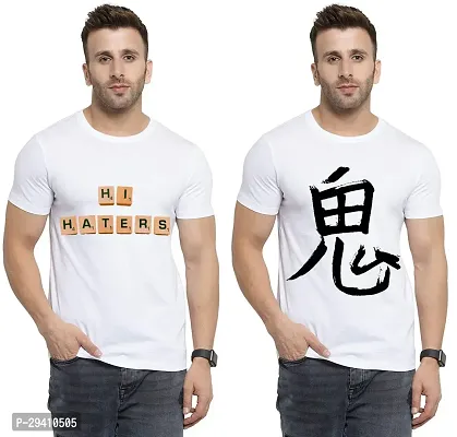 Comfortable White Polycotton Tees For Men Pack Of 2