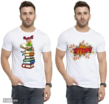 Reliable White Polycotton Printed T-Shirt For Men Pack Of 2-thumb0