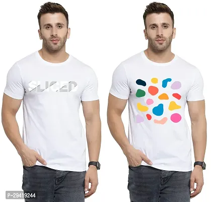 Stylish White Polycotton T-Shirt For Men Pack Of 2-thumb0