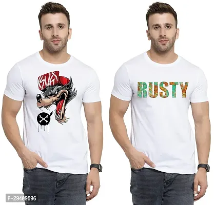 Comfortable White Polycotton Tees For Men Pack Of 2