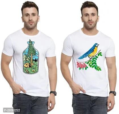 Reliable White Polycotton Printed T-Shirt For Men Pack Of 2-thumb0