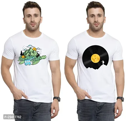 Comfortable White Polycotton Tees For Men Pack Of 2