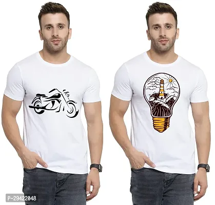 Stylish White Polycotton T-Shirt For Men Pack Of 2-thumb0