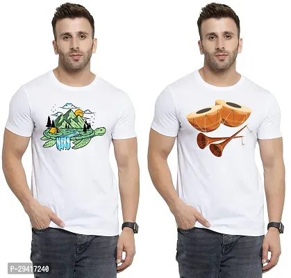 Comfortable White Polycotton Tees For Men Pack Of 2