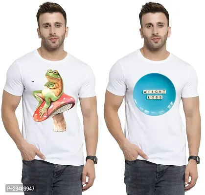 Comfortable White Polycotton Tees For Men Pack Of 2