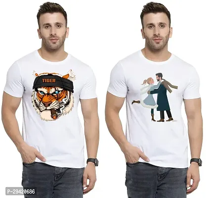 Stylish White Polycotton T-Shirt For Men Pack Of 2